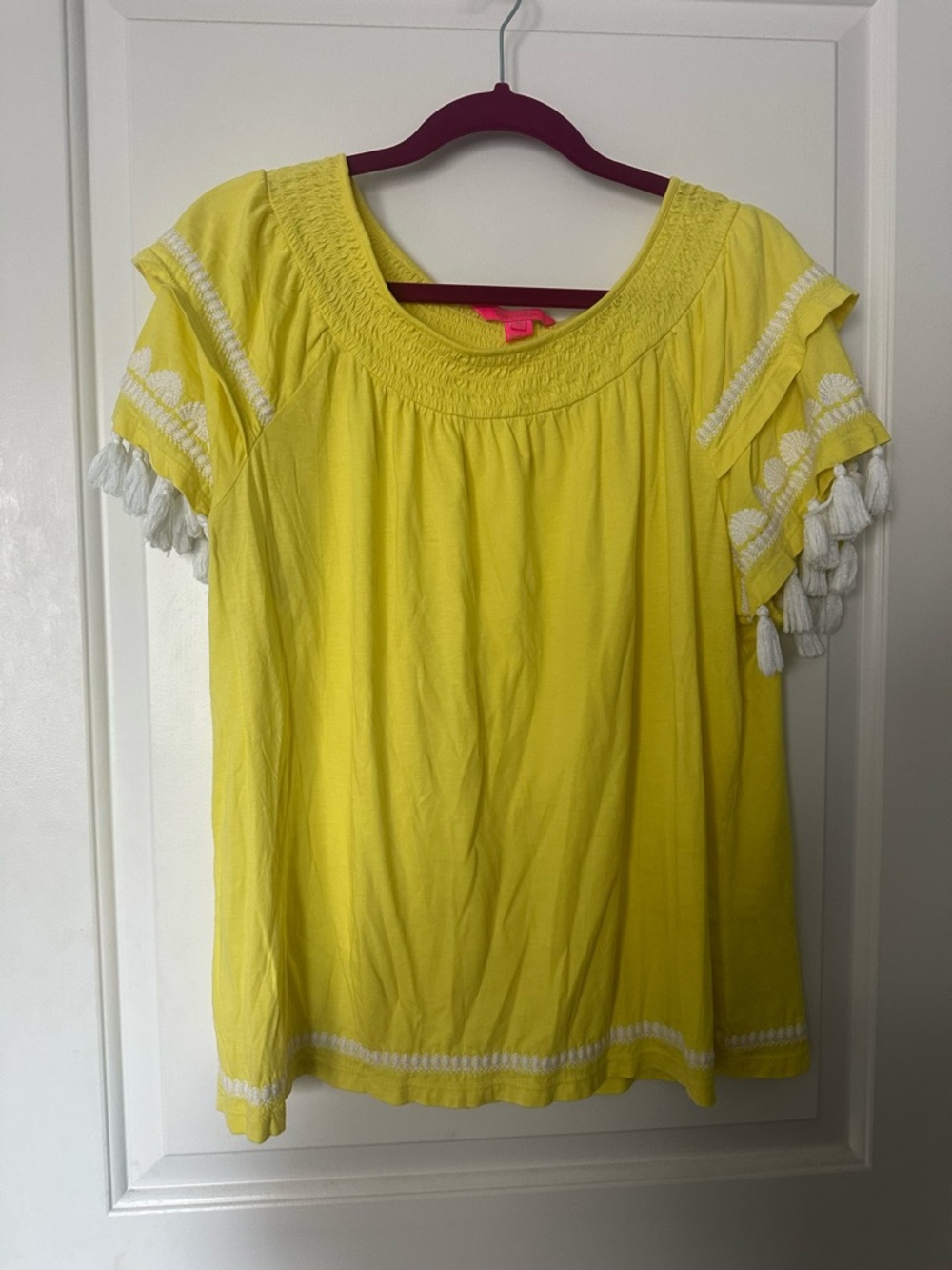 Lilly Pulitzer Bright Yellow Tassel Sleeve Tunic Top